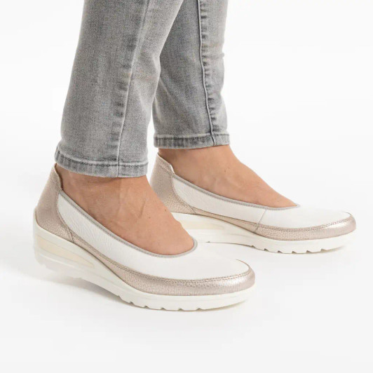 Ara Zurich 12-50664-08H Cream & Metallic Wedge Loafer | newshoes.ie