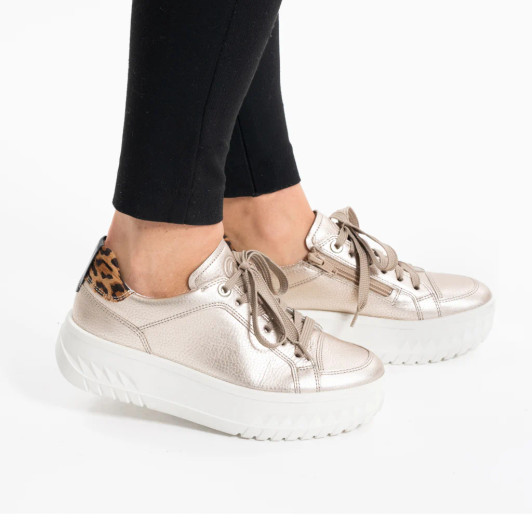 Ara Monaco  12-46703-08H Gold Wide Fit Platform Sneaker | newshoes.ie