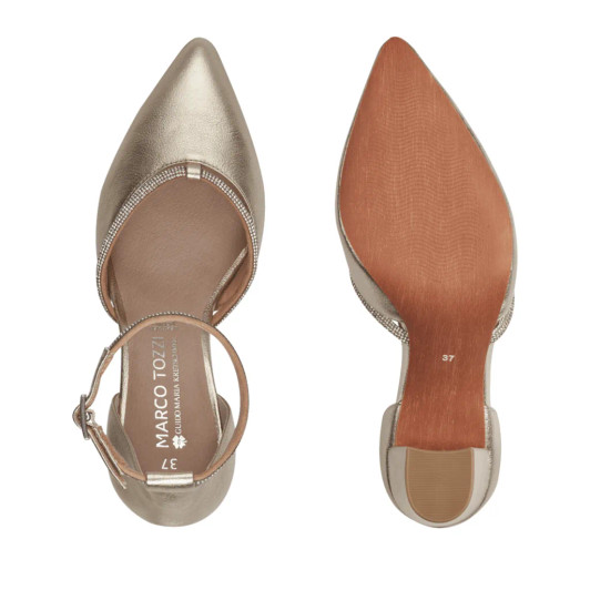 Marco Tozzi 2-82404-42 940 Gold Block Heel Dress Shoe | newshoes.ie