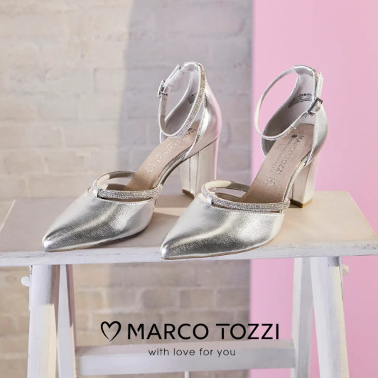 Marco Tozzi 2-82404-42 941 Silver Block Heel Dress Shoe | newshoes.ie