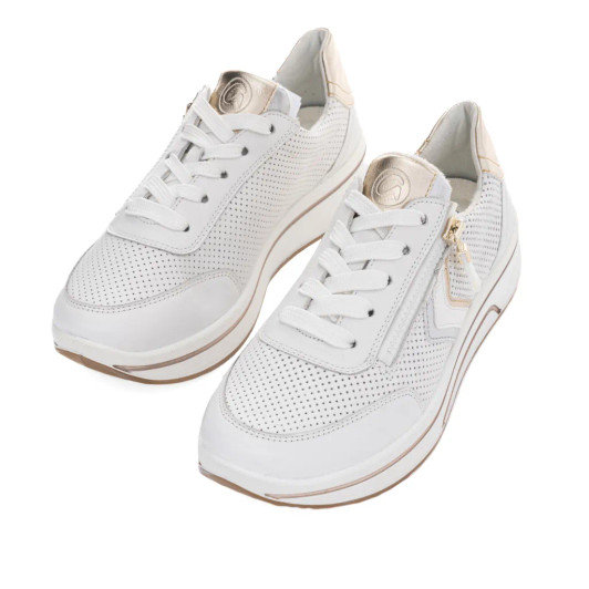 Ara Sapporo 3.0 12-27550-04H Perforated White & Metallic Wide Fit Sneaker | newshoes.ie
