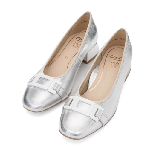 Ara Graz 12-20402-17H Silver Patent Wide Fit Occasion Court Shoe | newshoes.ie