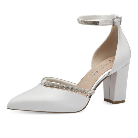 Marco Tozzi 2-82404-42 100 White Block Heel Dress Shoe | newshoes.ie