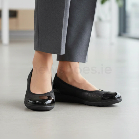 Caprice 9-22103-42 011 Black Combi Wedge Pump | newshoes.ie