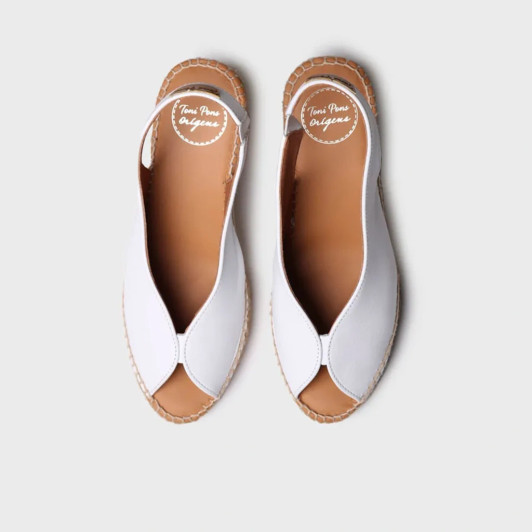 Toni Pons Laila-P White Peep Toe Espadrille Wedge Sandal | newshoes.ie