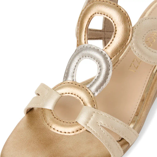 Marco Tozzi 2-28200-44 943 Gold Mid Wedge Sandal | newshoes.ie