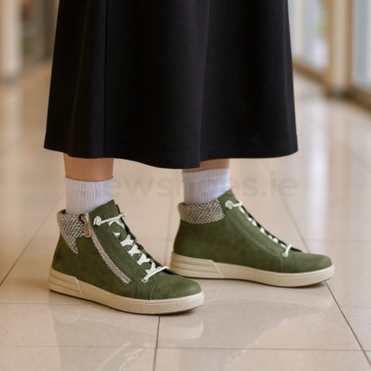 Rieker X0750-54 Olive Casual Ankle Boot | newshoes.ie