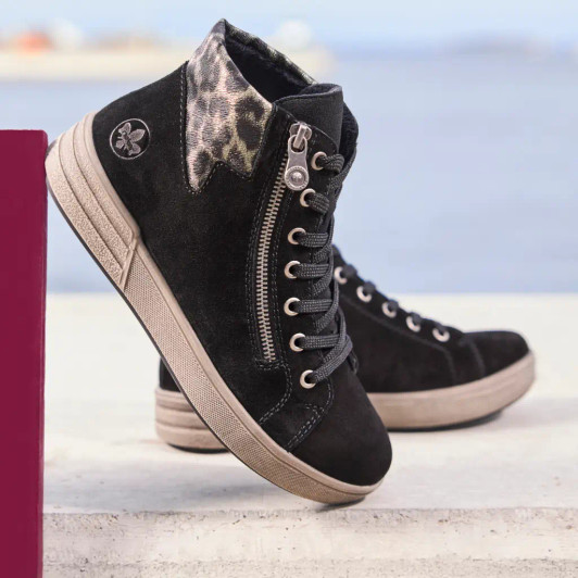 Rieker X0709-00 Black Nubuck Casual Ankle Boot