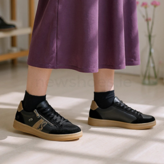 Remonte D2C04-03 Black & Leopard Low Sneaker | newshoes.ie