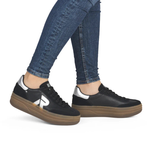 Rieker Sport W3700-00 Black Platform Sneaker | newshoes.ie