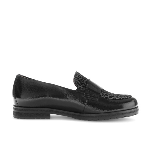 Gabor 72.042.27 Black Patent Leopard Print Loafer | newshoes.ie