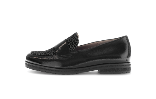 Gabor 72.042.27 Black Patent Leopard Print Loafer | newshoes.ie
