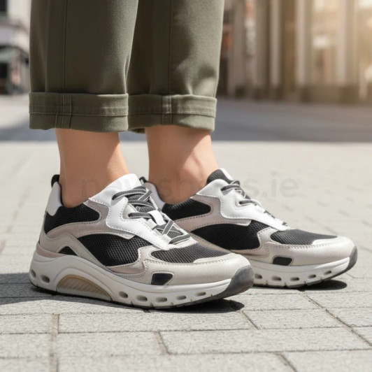 Gabor Rolling Soft 76.986.22 Black & Taupe Sneaker | newshoes.ie