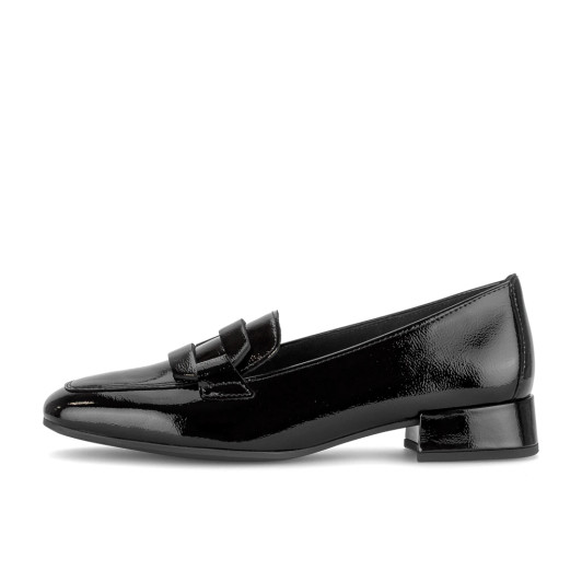 Gabor 75.261.97 Black Patent Block Heel Loafer | newshoes.ie