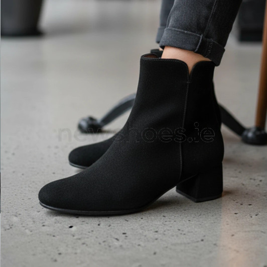 Gabor 75.680.17 Black Suede Block Heel Ankle Boot | newshoes.ie