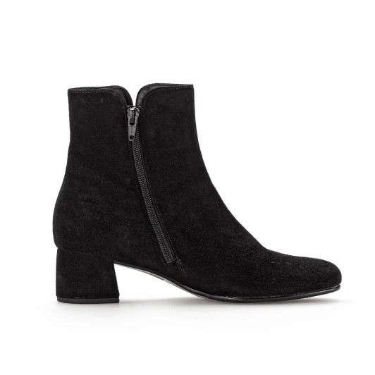 Gabor 75.680.17 Black Suede Block Heel Ankle Boot | newshoes.ie