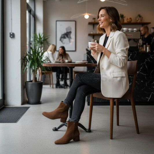 Gabor 75.680.14 Brown Suede Block Heel Ankle Boot | newshoes.ie