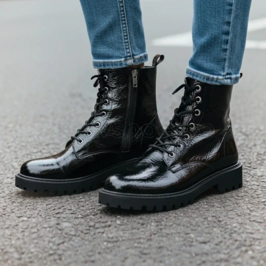 Remonte D2S72-02 Black Patent Boot | newshoes.ie
