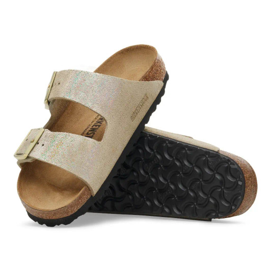 Birkenstock Arizona Taupe Suede Shimmering 1030269 Double Strap Women's Sandal | newshoes.ie