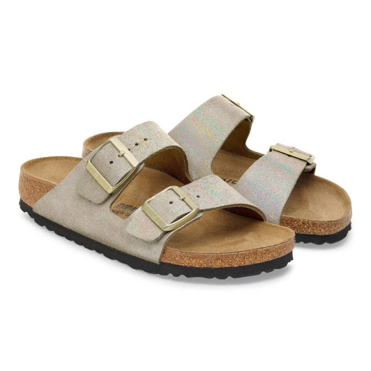Birkenstock Arizona Taupe Suede Shimmering 1030269 Double Strap Women's Sandal | newshoes.ie