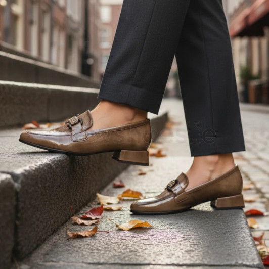 Marco Tozzi 24250-45 361 Tan Burnished Block Heel Loafer  | newshoes.ie
