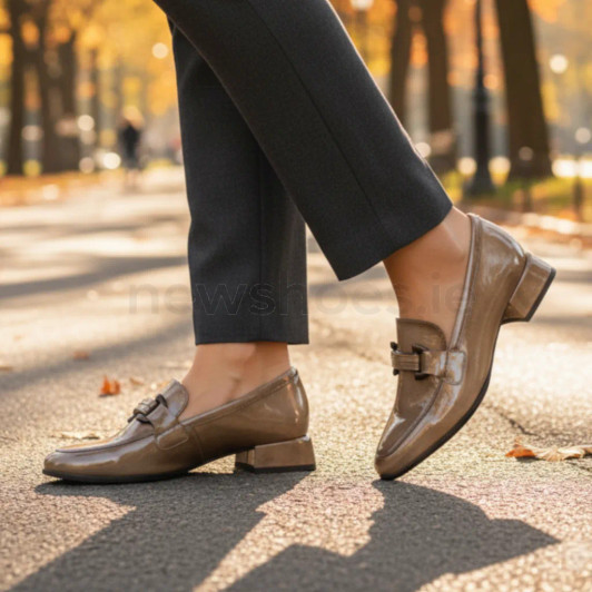 Marco Tozzi 24250-45 361 Tan Burnished Block Heel Loafer  | newshoes.ie