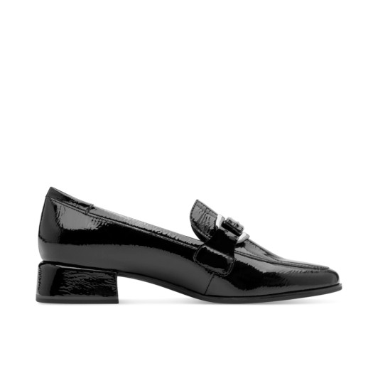 Marco Tozzi 24250-45 001 Black Patent Block Heel Loafer | newshoes.ie