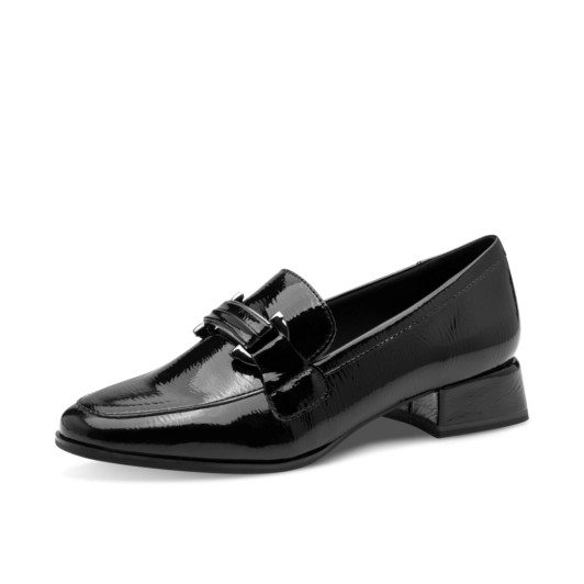 Marco Tozzi 24250-45 001 Black Patent Block Heel Loafer | newshoes.ie