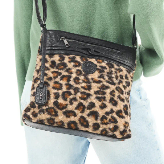 Rieker H1010-24 Black Leopard Print Cross Body Bag | newshoes.ie
