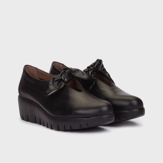 Wonders FLY 59 Black Leather Wedge Loafer | newshoes.ie