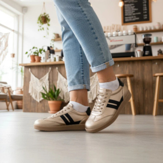 Gabor 73.300.62 Gold & Black Low Sneaker | newshoes.ie