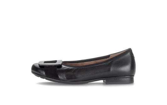 Gabor 72.463.57 Black Leather Comfort Fit Ballerina Pumps | newshoes.ie