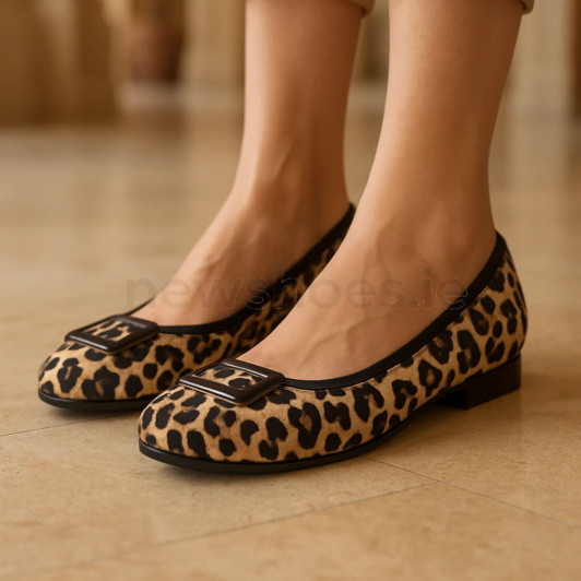 Gabor 72.463.90 Leopard Print Comfort Fit Ballerina Pumps | newshoes.ie