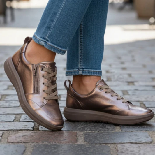 Ara Roma 3.0 12-50702-05 (H Fitting) Metallic Pewter Wide Fit Sneaker | newshoes.ie