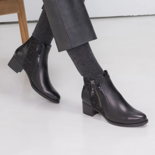 Remonte R5172-00 Black Block Heel Ankle Boot | newshoes.ie