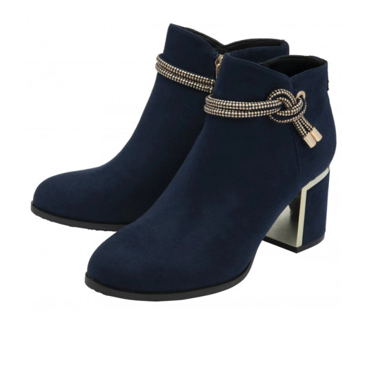 Lotus Tina ULB457DE00 Navy Nubuck Block Heel Ankle Boot