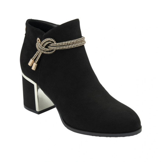 Lotus Tina ULB457BB00 Black Nubuck Block Heel Ankle Boot | newshoes.ie