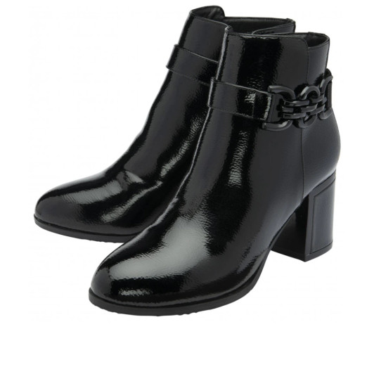 Lotus Amarin ULB454BP00 Black Patent Block Heel Ankle Boot | newshoes.ie
