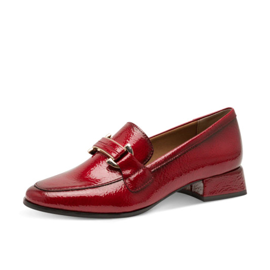 Marco Tozzi 24250-45 527 Red Patent Block Heel Loafer | newshoes.ie