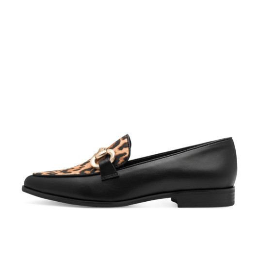 Marco Tozzi 24216-45 005 Black & Leopard Print Loafer | newshoes.ie