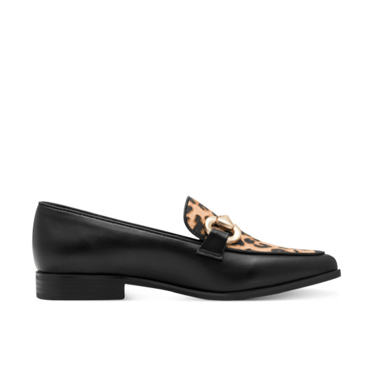 Marco Tozzi 24216-45 005 Black & Leopard Print Loafer | newshoes.ie