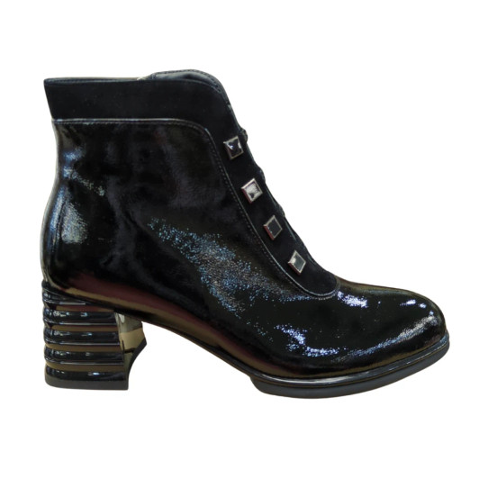 Loretta Vitale C3890 Black Patent Suede Trim Ankle Boot | newshoes.ie
