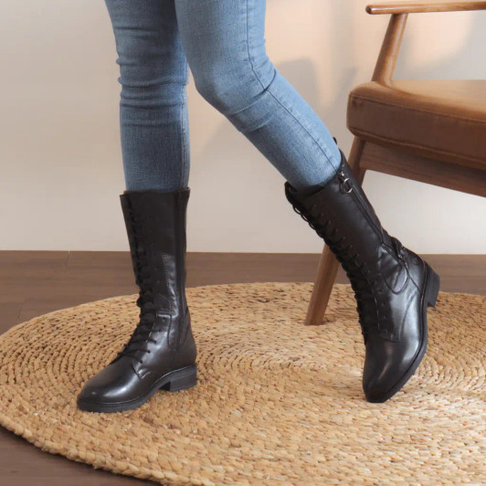 Remonte D2W71-00 Black Smooth Leather Mid-Calf Boot | newshoes.ie