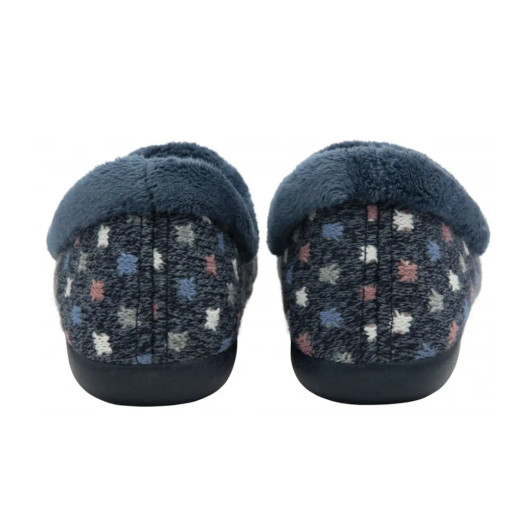 Lotus Amparo ULH132DE0 Navy Polka-Dot Flat Slipper | newshoes.ie