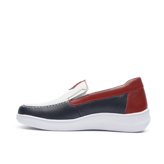 G Comfort 25292-1RT White Navy Red Women's Slip-On Shoe | newshoes.ie