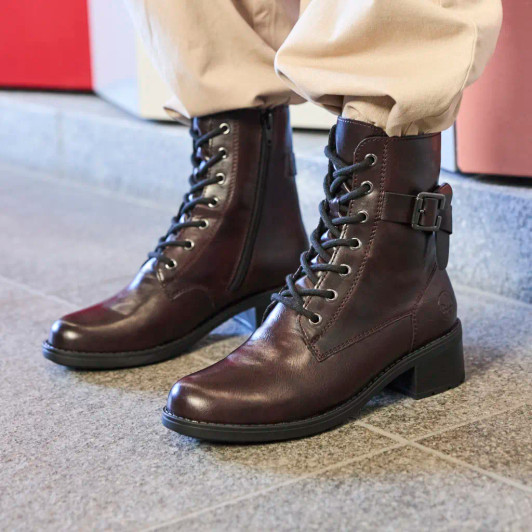 Rieker 75431-35 Wine Lace Ankle Boot | newshoes.ie