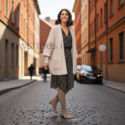 Marco Tozzi 25524-43-270 Stone knee high stretch suede Boot | newshoes.ie