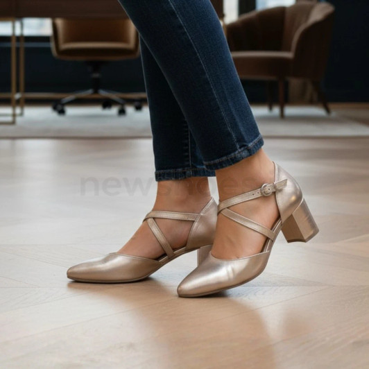 Gabor 81.343.32 Rose Gold Metallic Strappy Dress Shoe | newshoes.ie