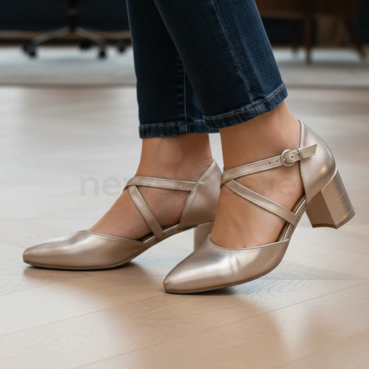 Gabor 81.343.32 Rose Gold Metallic Strappy Dress Shoe | newshoes.ie