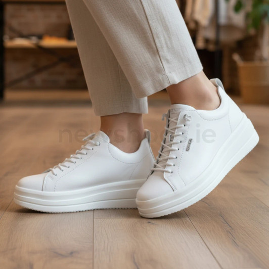Remonte D1C12-80 White Leather Platform Sneaker | newshoes.ie